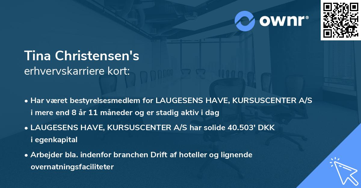 Tina Christensen's erhvervskarriere kort