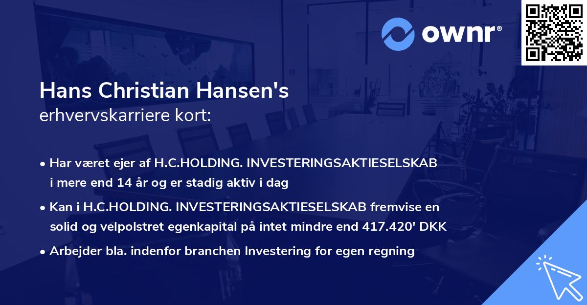 Hans Christian Hansen's erhvervskarriere kort