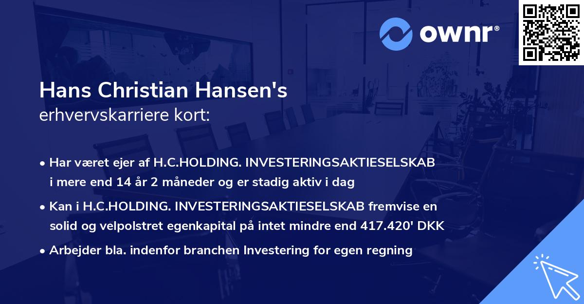Hans Christian Hansen's erhvervskarriere kort