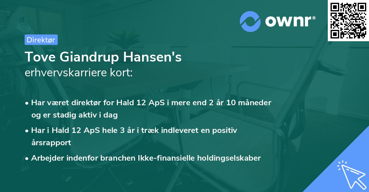 Tove Giandrup Hansen's erhvervskarriere kort