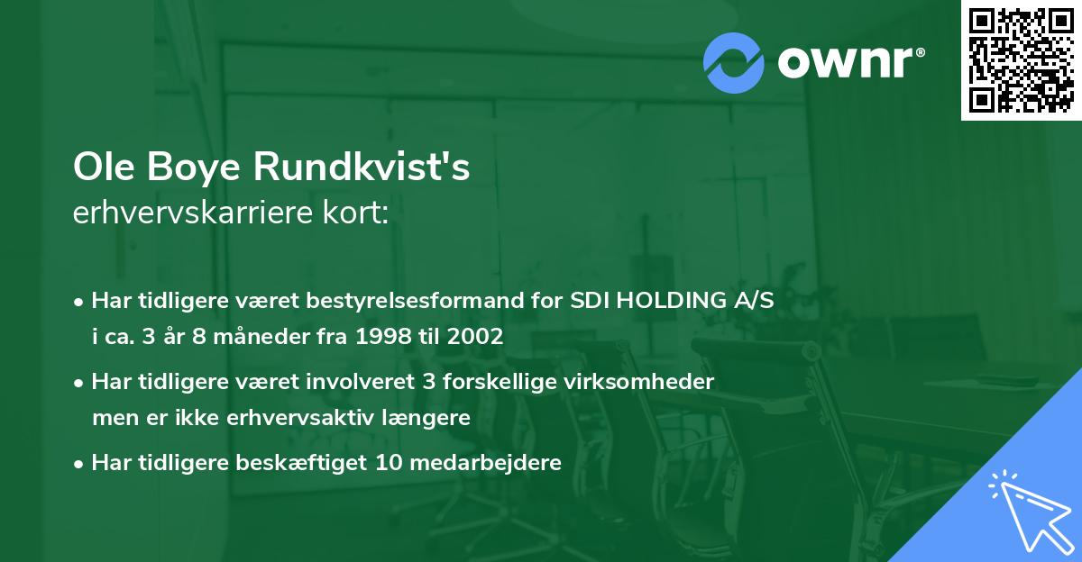 Ole Boye Rundkvist's erhvervskarriere kort