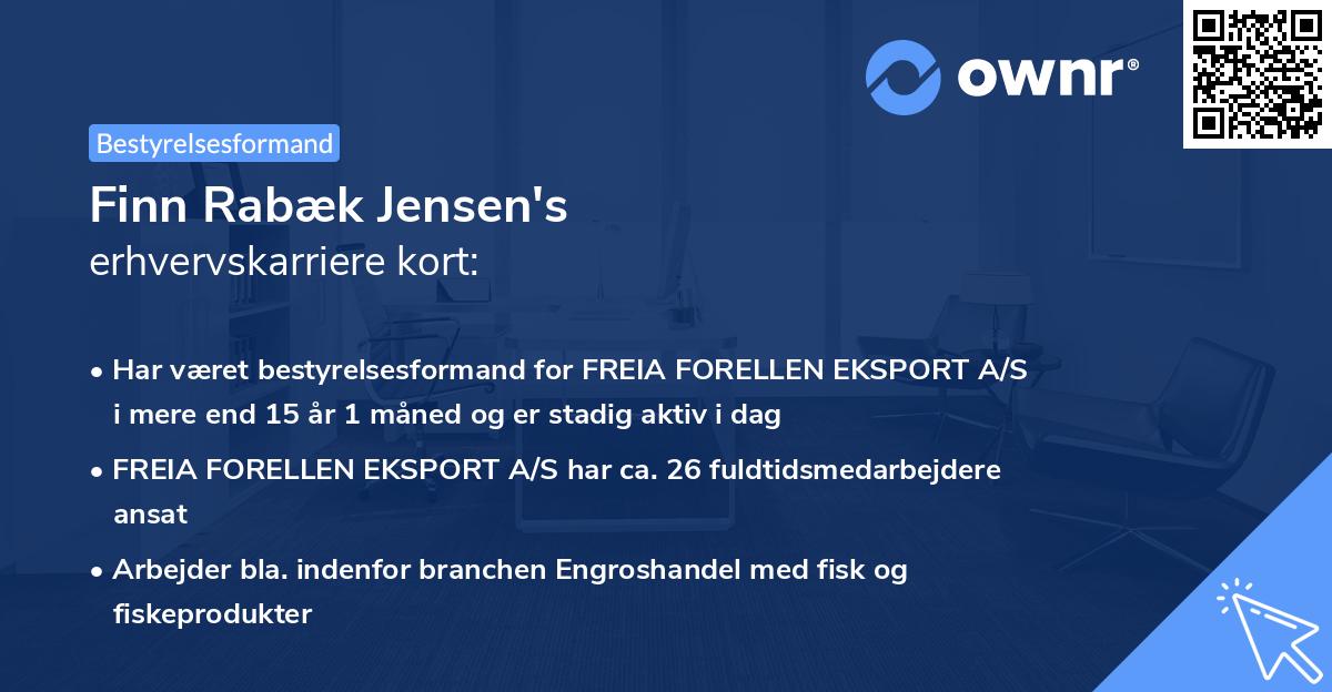 Finn Rabæk Jensen's erhvervskarriere kort