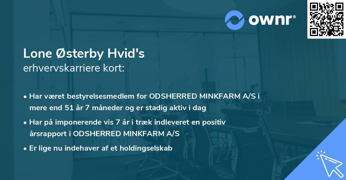 Lone Østerby Hvid's erhvervskarriere kort