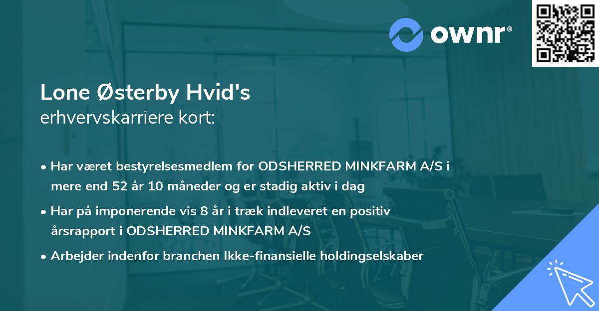 Lone Østerby Hvid's erhvervskarriere kort