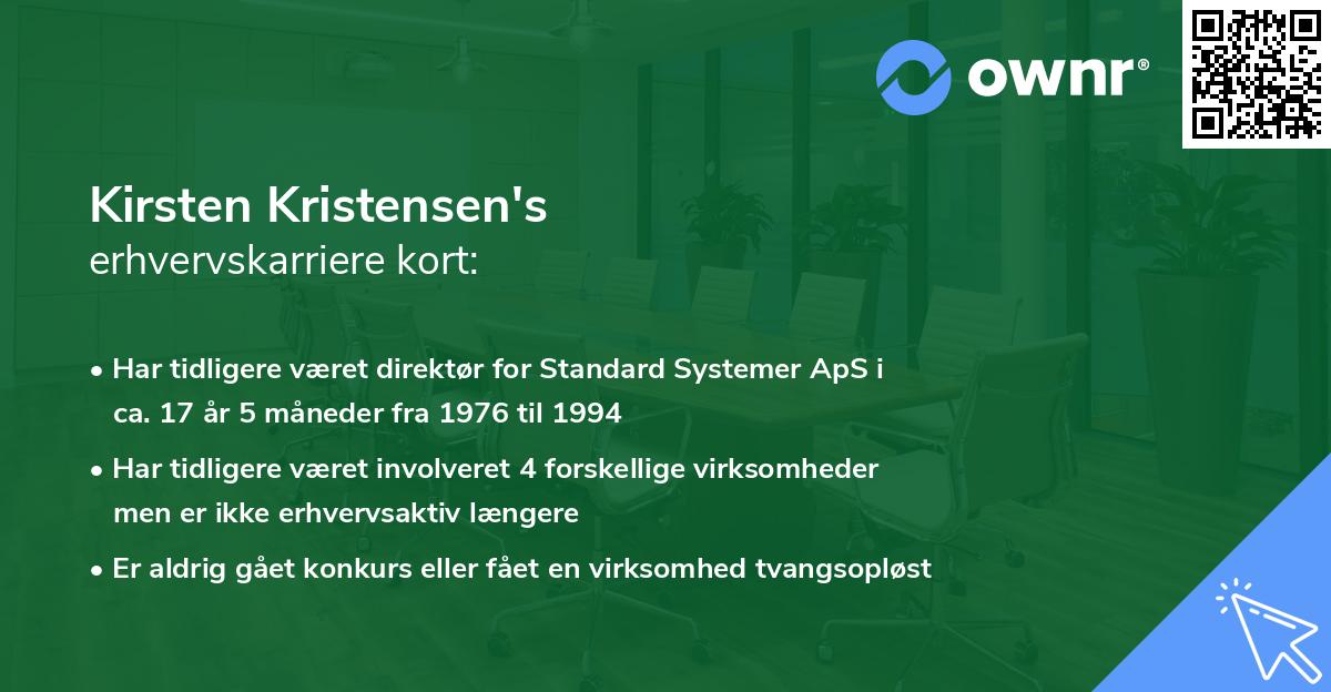 Kirsten Kristensen's erhvervskarriere kort