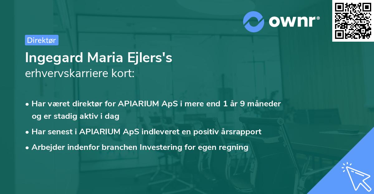 Ingegard Maria Ejlers's erhvervskarriere kort