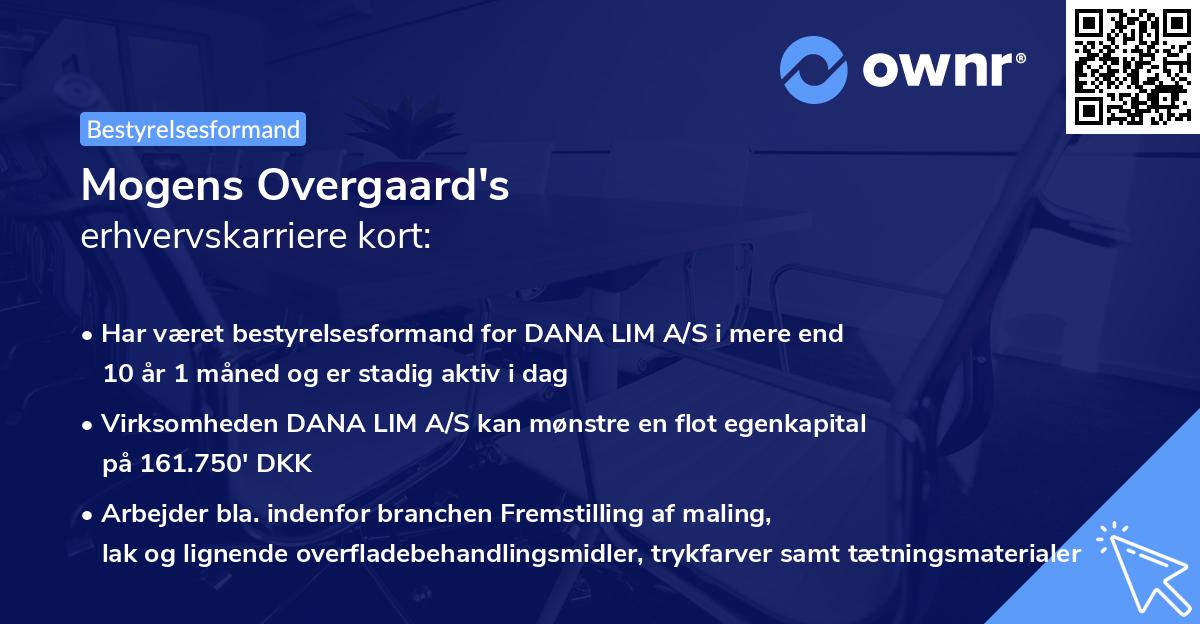 Mogens Overgaard's erhvervskarriere kort