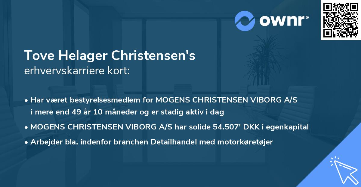 Tove Helager Christensen's erhvervskarriere kort