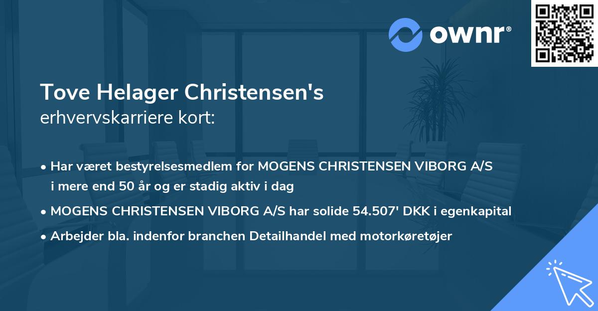 Tove Helager Christensen's erhvervskarriere kort