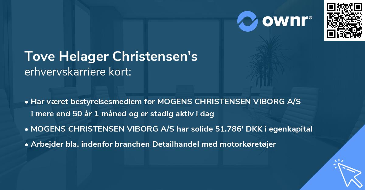 Tove Helager Christensen's erhvervskarriere kort