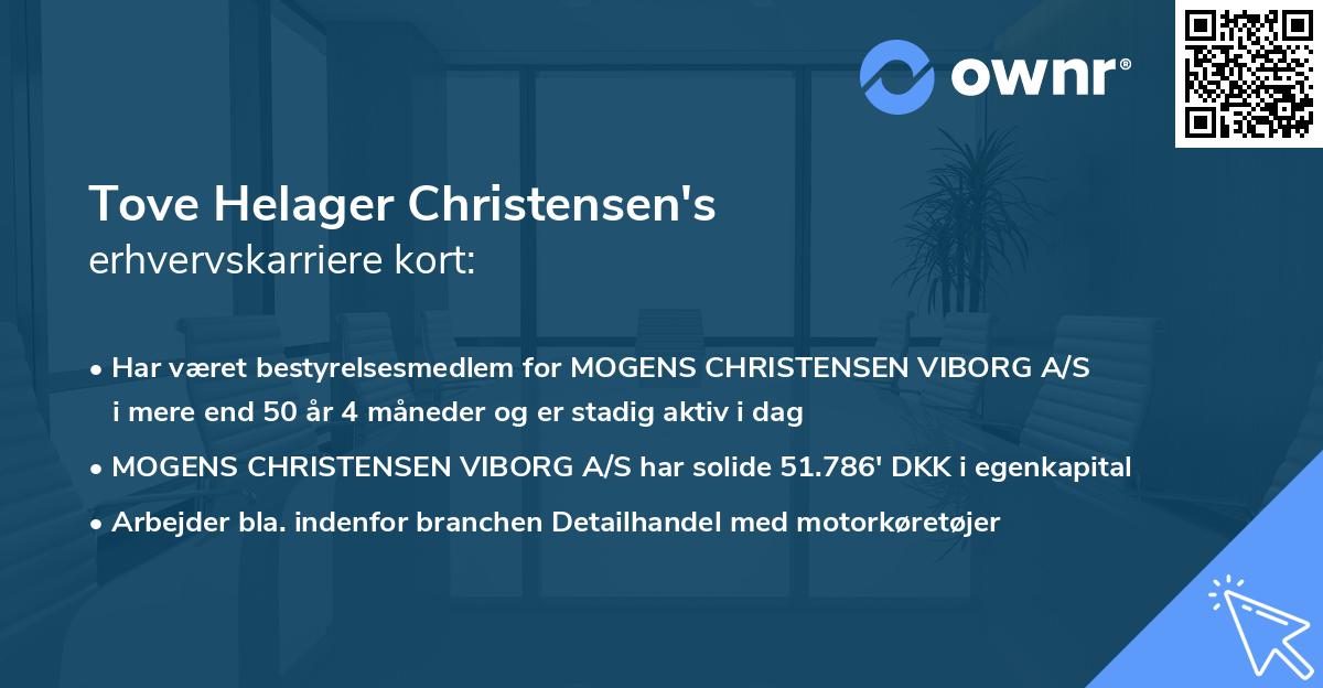 Tove Helager Christensen's erhvervskarriere kort