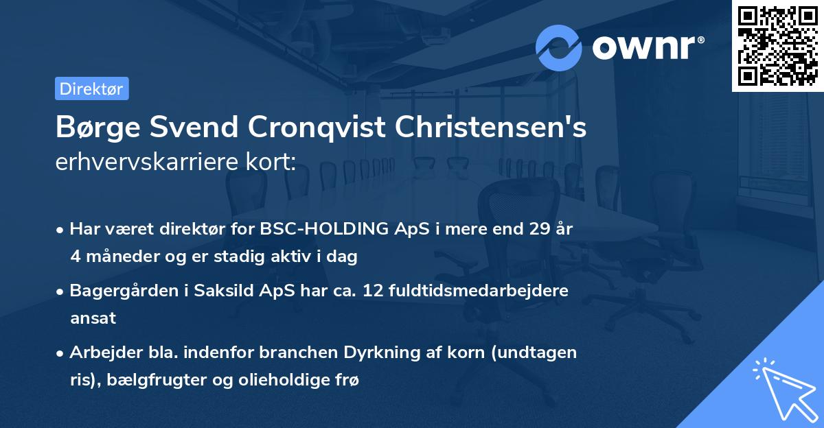 Børge Svend Cronqvist Christensen's erhvervskarriere kort