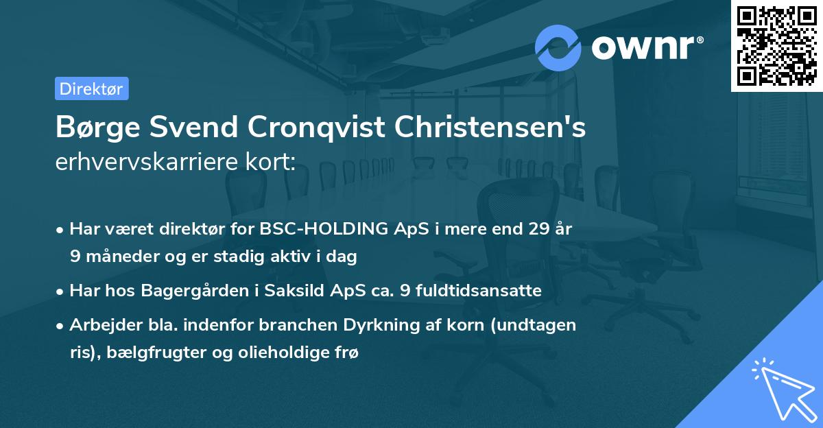 Børge Svend Cronqvist Christensen's erhvervskarriere kort