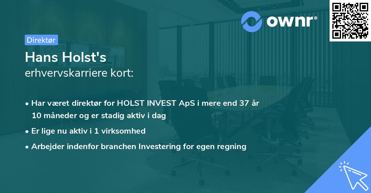 Hans Holst's erhvervskarriere kort