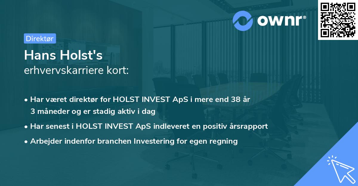 Hans Holst's erhvervskarriere kort
