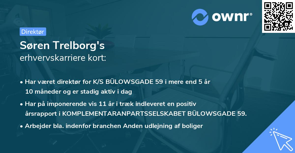Søren Trelborg's erhvervskarriere kort