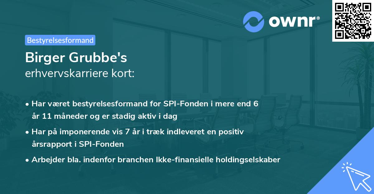 Birger Grubbe's erhvervskarriere kort