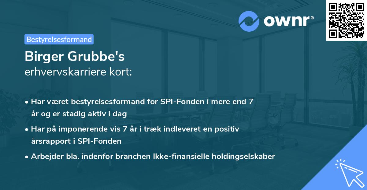 Birger Grubbe's erhvervskarriere kort