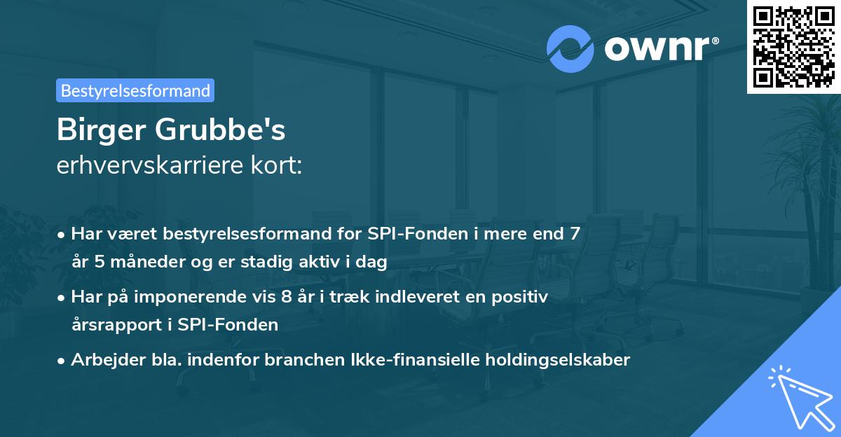 Birger Grubbe's erhvervskarriere kort