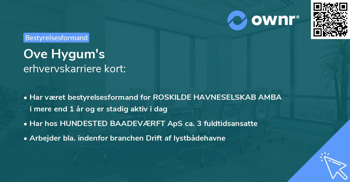 Ove Hygum's erhvervskarriere kort