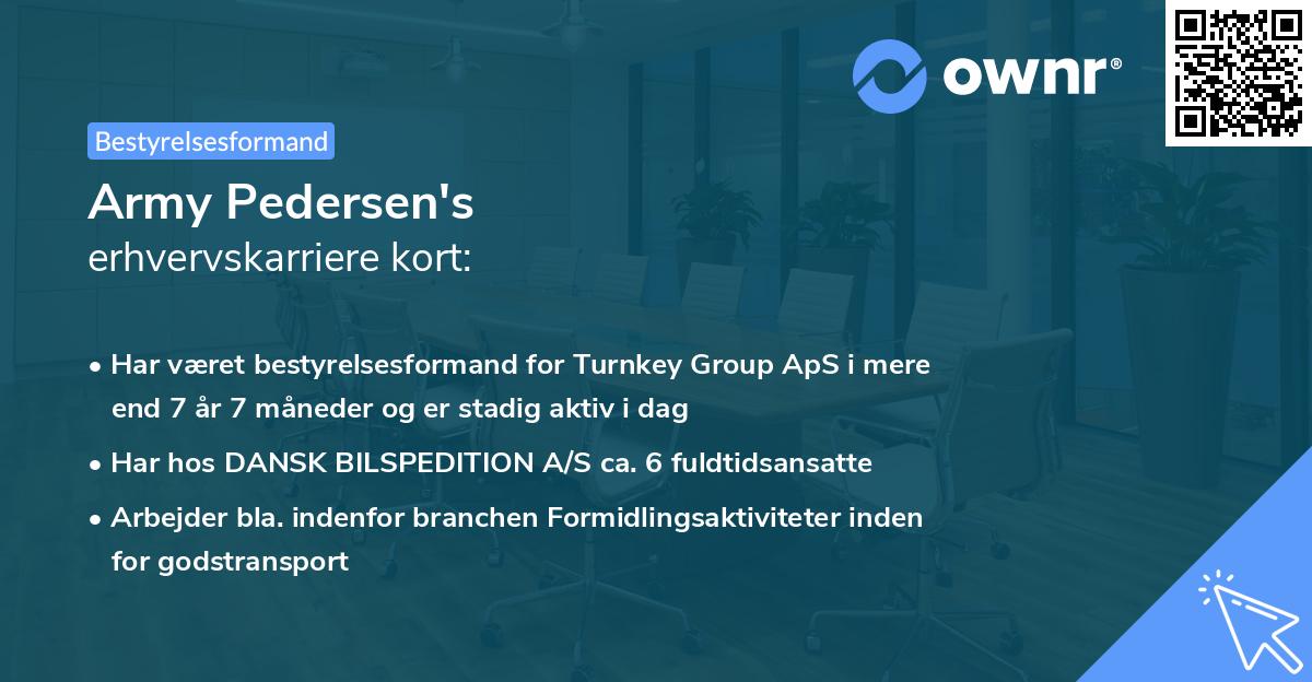 Army Pedersen's erhvervskarriere kort