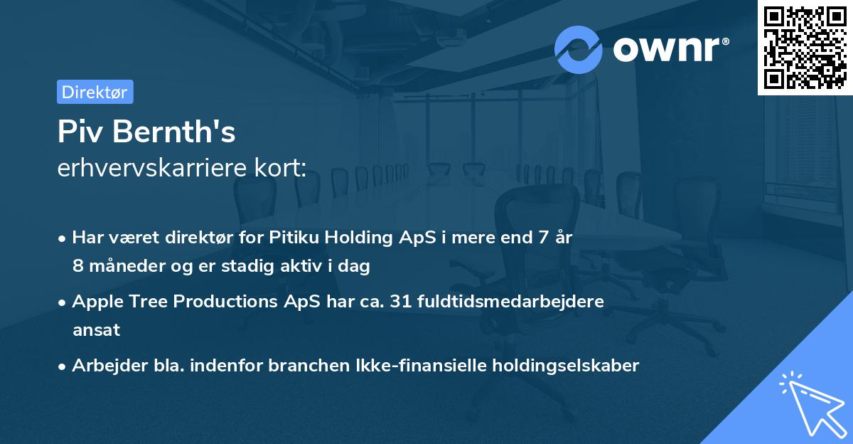 Piv Bernth's erhvervskarriere kort