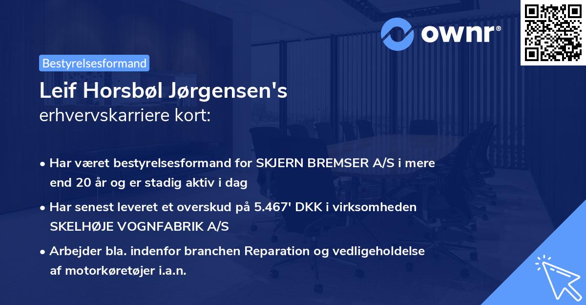Leif Horsbøl Jørgensen's erhvervskarriere kort