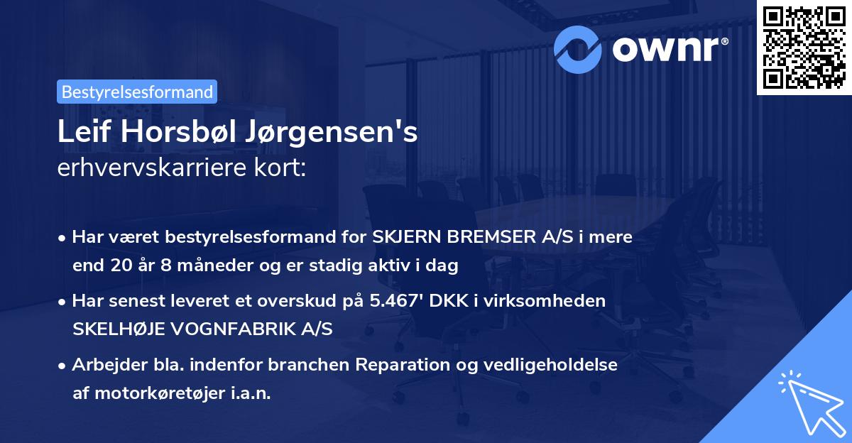 Leif Horsbøl Jørgensen's erhvervskarriere kort