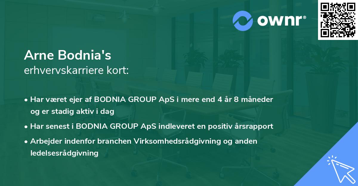 Arne Bodnia's erhvervskarriere kort