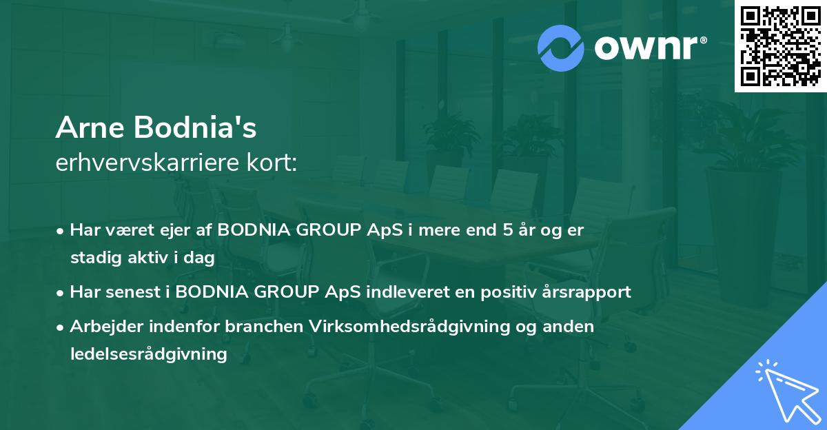 Arne Bodnia's erhvervskarriere kort