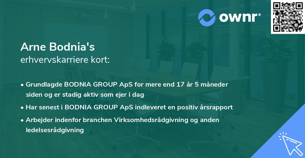 Arne Bodnia's erhvervskarriere kort