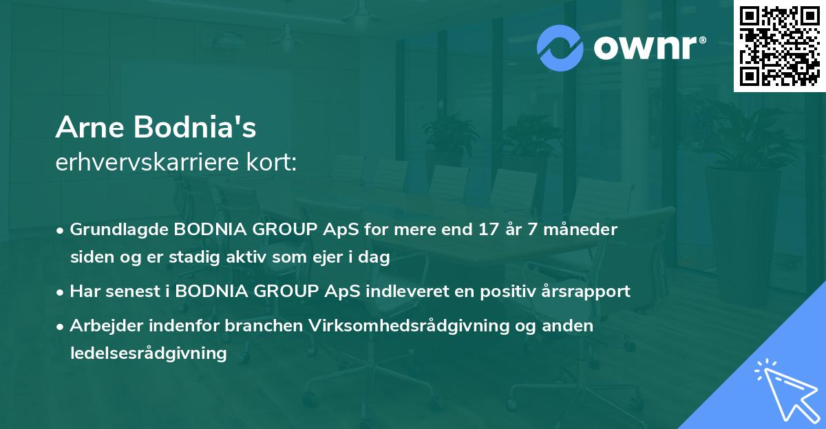Arne Bodnia's erhvervskarriere kort