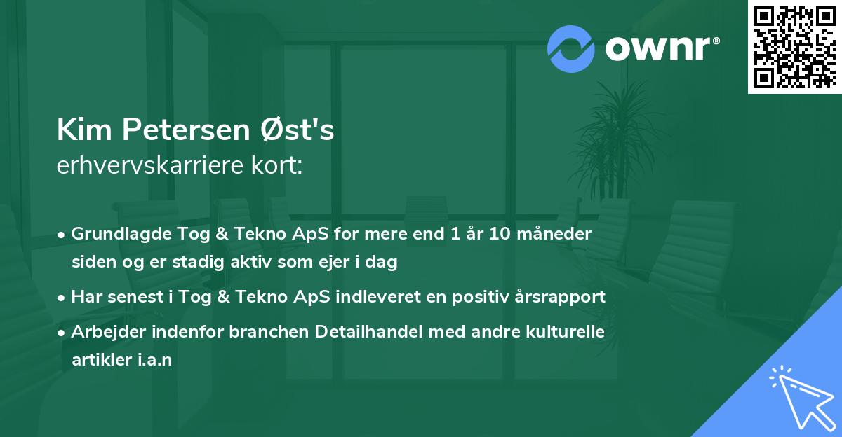 Kim Petersen Øst's erhvervskarriere kort