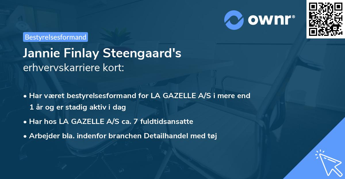 Jannie Finlay Steengaard's erhvervskarriere kort