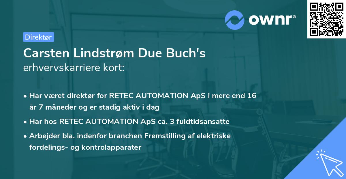 Carsten Lindstrøm Due Buch's erhvervskarriere kort