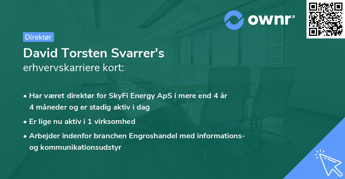 David Torsten Svarrer's erhvervskarriere kort