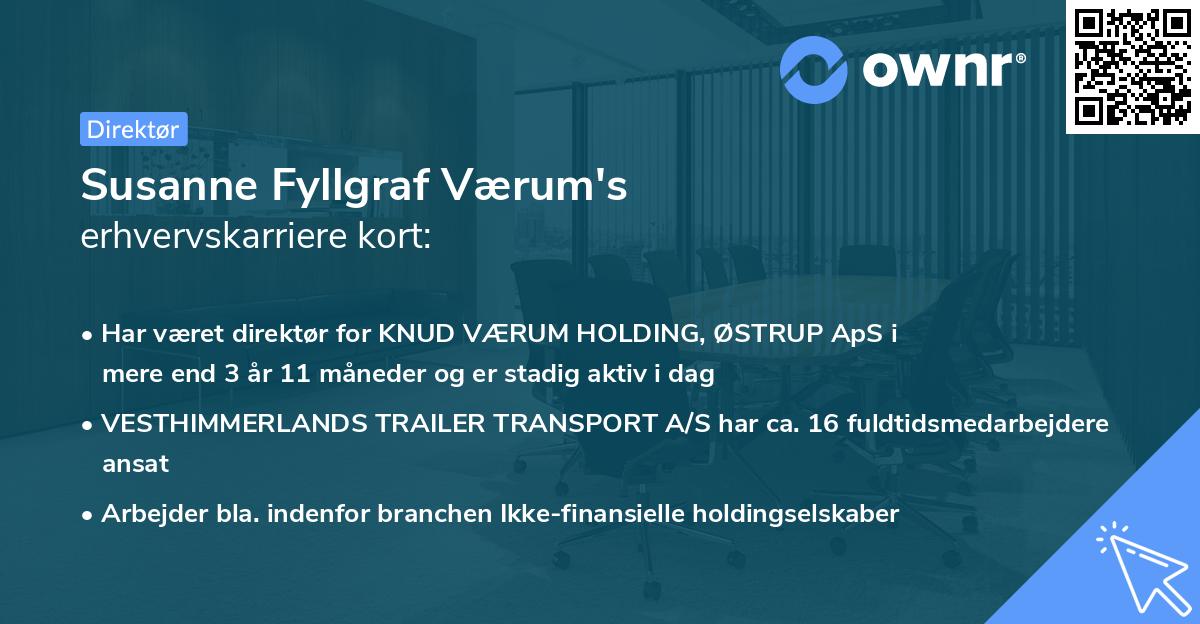 Susanne Fyllgraf Værum's erhvervskarriere kort