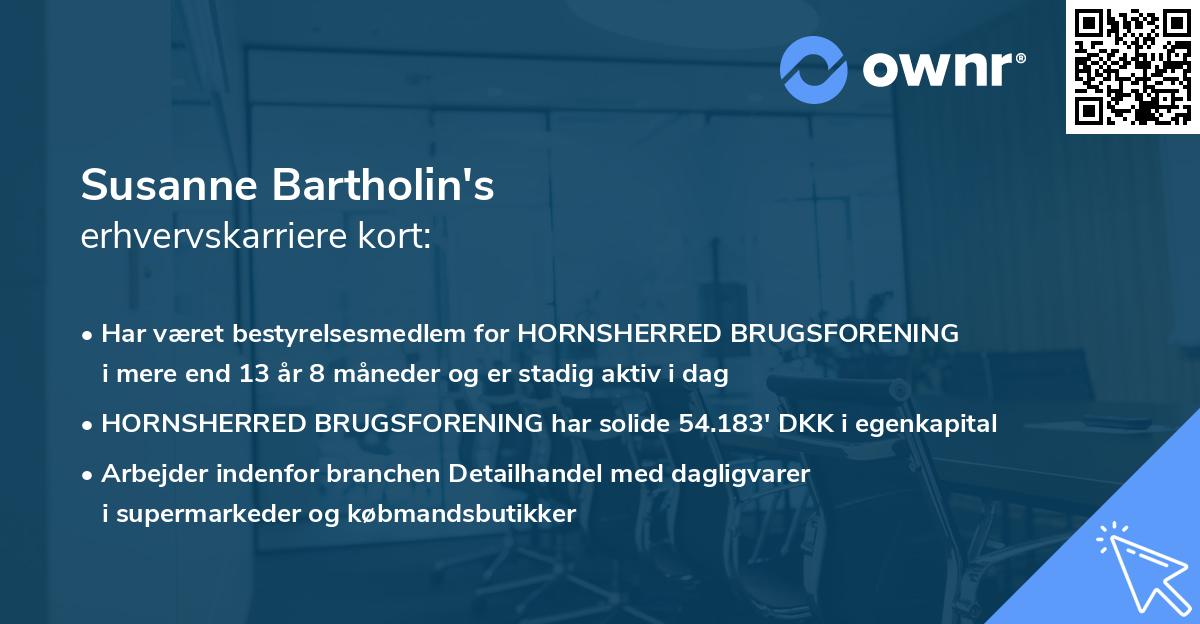 Susanne Bartholin's erhvervskarriere kort