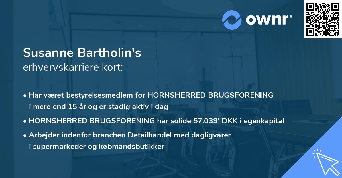 Susanne Bartholin's erhvervskarriere kort