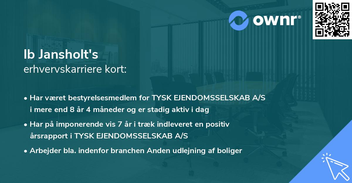 Ib Jansholt's erhvervskarriere kort