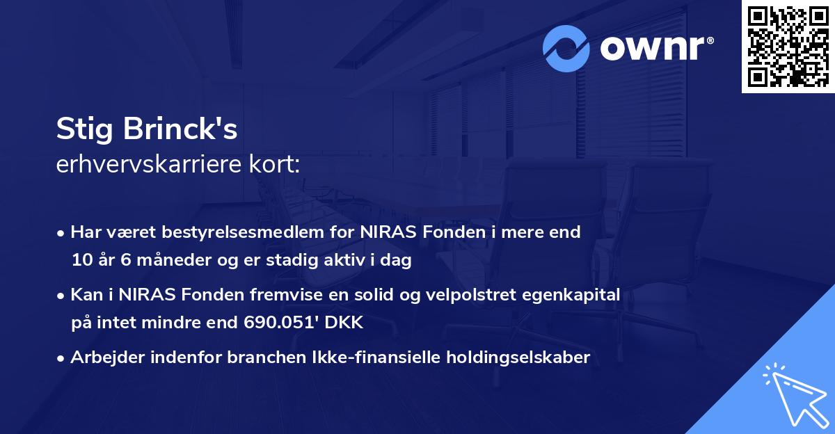 Stig Brinck's erhvervskarriere kort