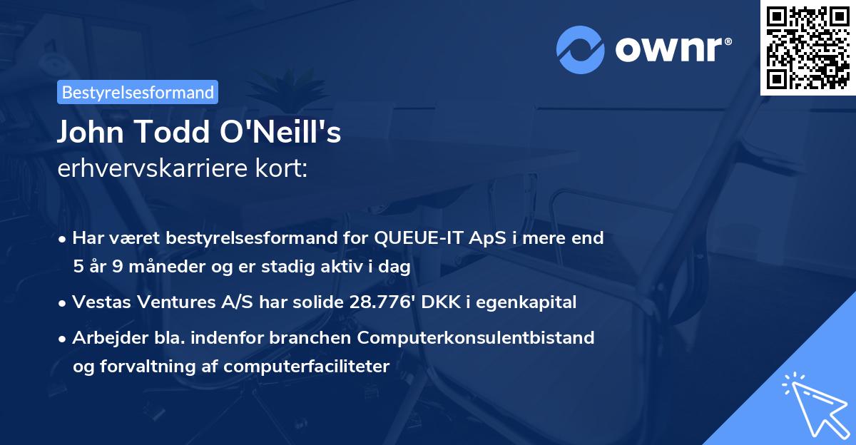 John Todd O'Neill's erhvervskarriere kort