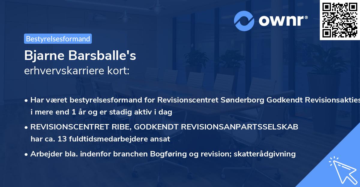 Bjarne Barsballe's erhvervskarriere kort