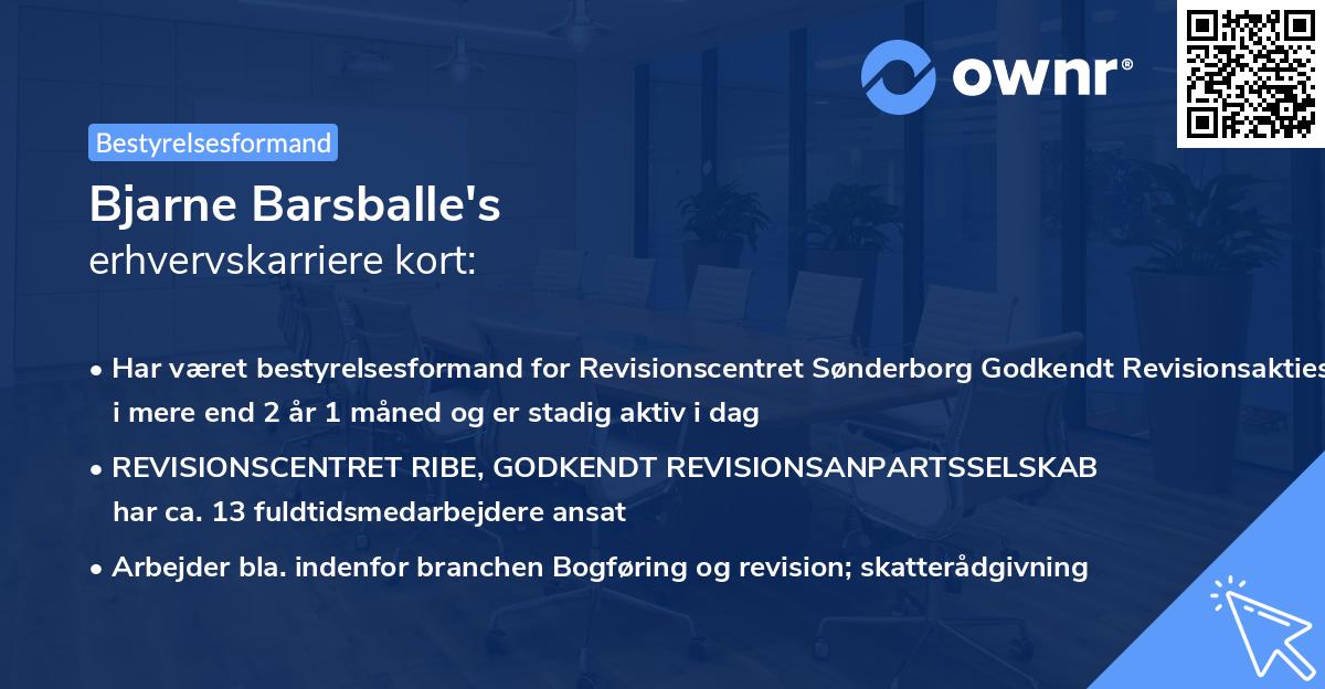 Bjarne Barsballe's erhvervskarriere kort