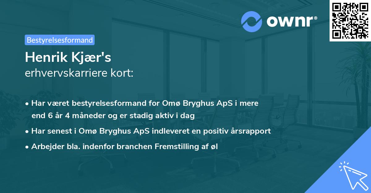 Henrik Kjær's erhvervskarriere kort