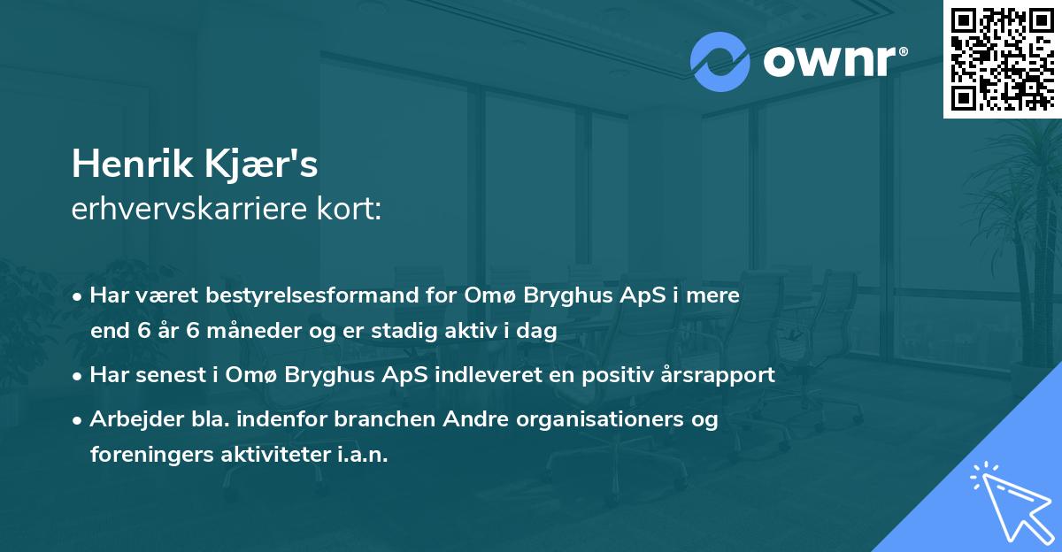 Henrik Kjær's erhvervskarriere kort