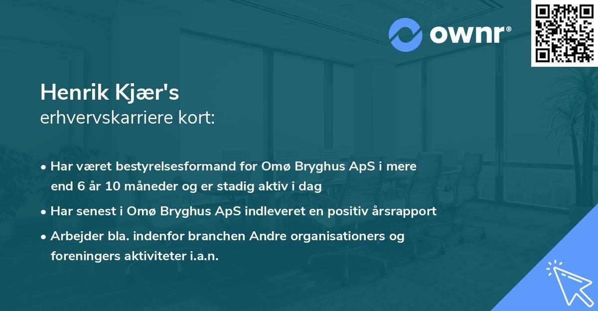Henrik Kjær's erhvervskarriere kort