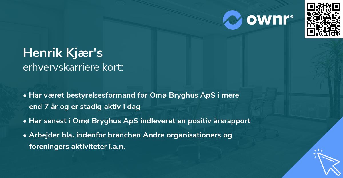 Henrik Kjær's erhvervskarriere kort
