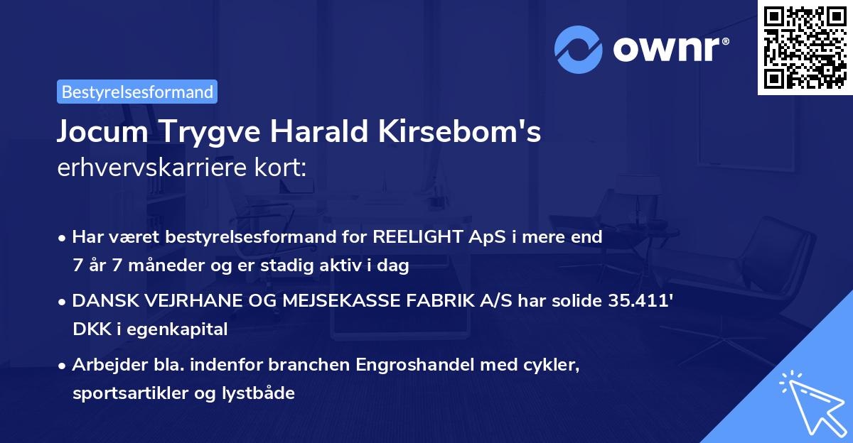 Jocum Trygve Harald Kirsebom's erhvervskarriere kort