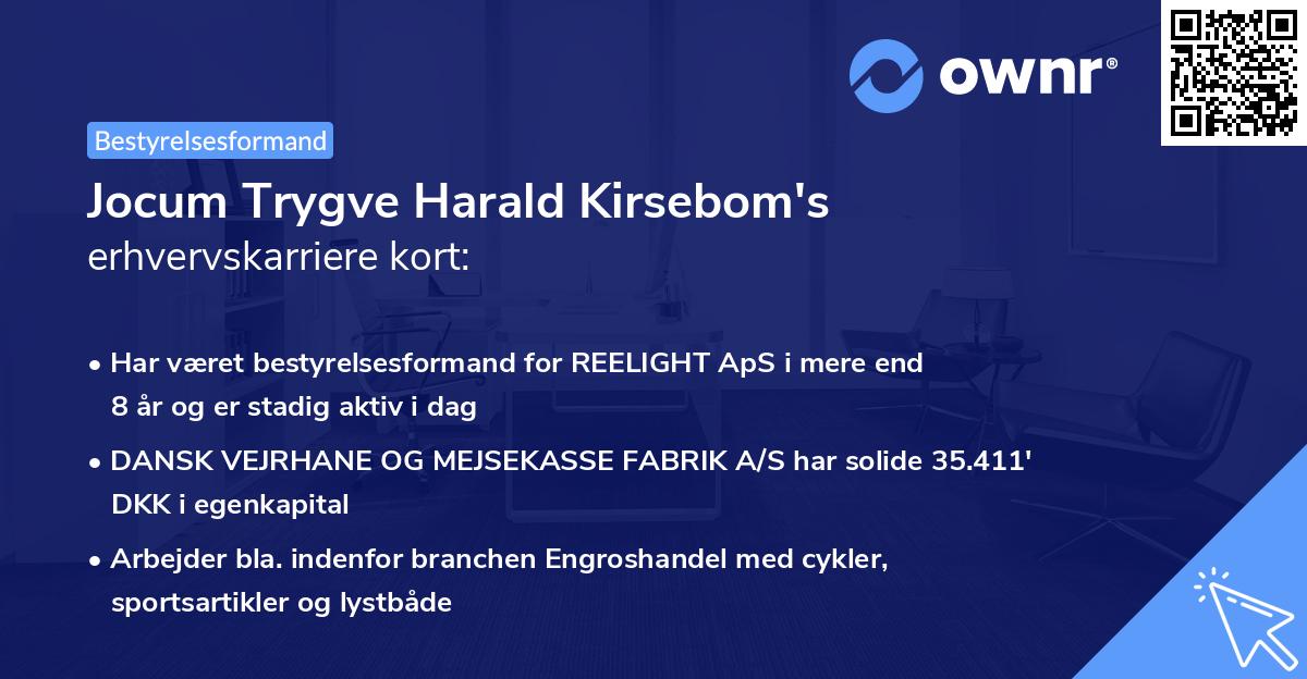 Jocum Trygve Harald Kirsebom's erhvervskarriere kort